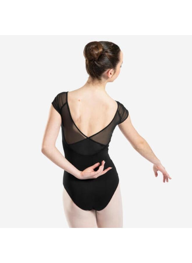 STAREVER Women's and Girls' Short-Sleeved Veil Ballet Leotard - Black  - Image 1