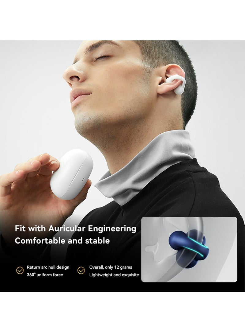 sanag سماعات أذن Z51 مفتوحة، سماعات أذن لاسلكية خفيفة الوزن ومستقرة مع حافظة شحن، سماعات أذن أنيقة وسماعات داخل الأذن متوافقة مع هواتف Iphone/samsung للرجال والنساء، (أبيض) - Image 3