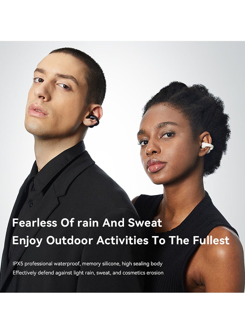 sanag سماعات أذن Z51 مفتوحة، سماعات أذن لاسلكية خفيفة الوزن ومستقرة مع حافظة شحن، سماعات أذن أنيقة وسماعات داخل الأذن متوافقة مع هواتف Iphone/samsung للرجال والنساء، (أبيض) - Image 5