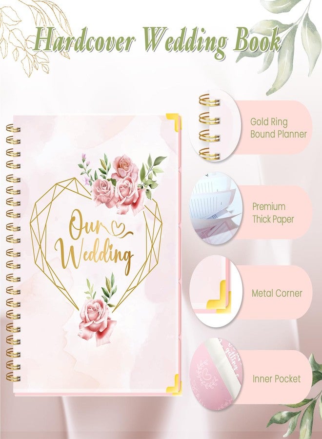 BLESWIN Wedding Planner For Bride-Bridal Wedding Planning binder With 5 Tabbed Sections+Wedding Countdown Calendar,Unique Engagement Gifts For Couples,Pink Love - Image 2