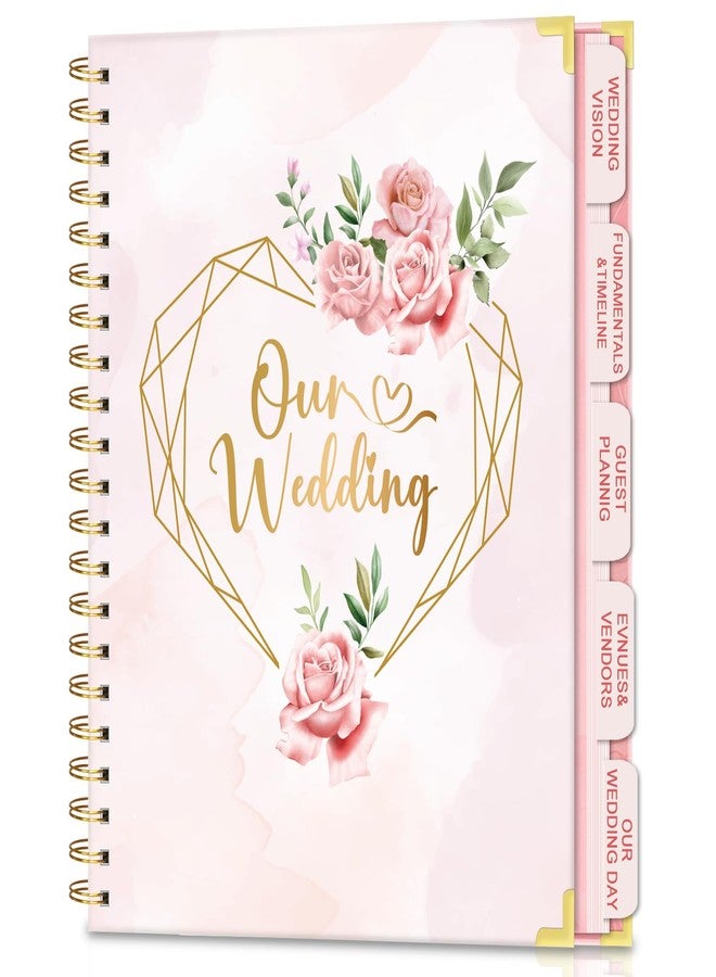 BLESWIN Wedding Planner For Bride-Bridal Wedding Planning binder With 5 Tabbed Sections+Wedding Countdown Calendar,Unique Engagement Gifts For Couples,Pink Love - Image 1