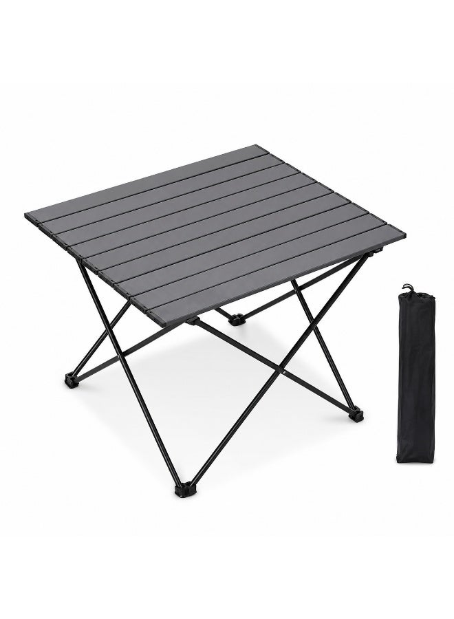 Gasin Portable Folding Camping Table with Aluminum Alloy Tabletop, 68 x 46 x 40 cm, Lightweight Outdoor Picnic Table with Carry Bag, Black - Image 1