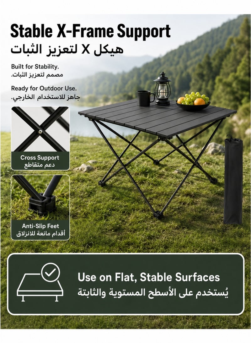 Gasin Portable Folding Camping Table with Aluminum Alloy Tabletop, 68 x 46 x 40 cm, Lightweight Outdoor Picnic Table with Carry Bag, Black - Image 5