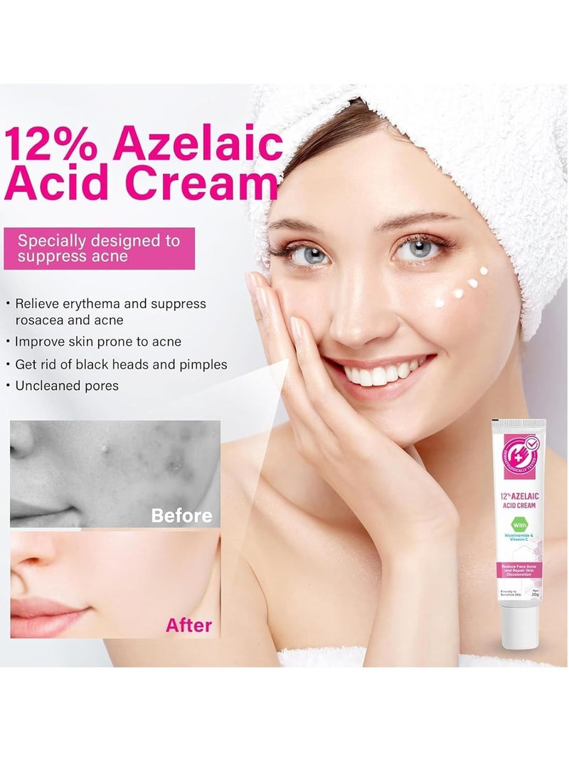 SOUTH MOON - Azelaic Acid Serum 12% - Facial Serum with Niacinamide & Vitamin C - Redness Relief, Dark Spot Corrector - Hyaluronic Acid & Niacinamide for Acne & Rosacea - Balances Excess Sebum (20g) - Image 1