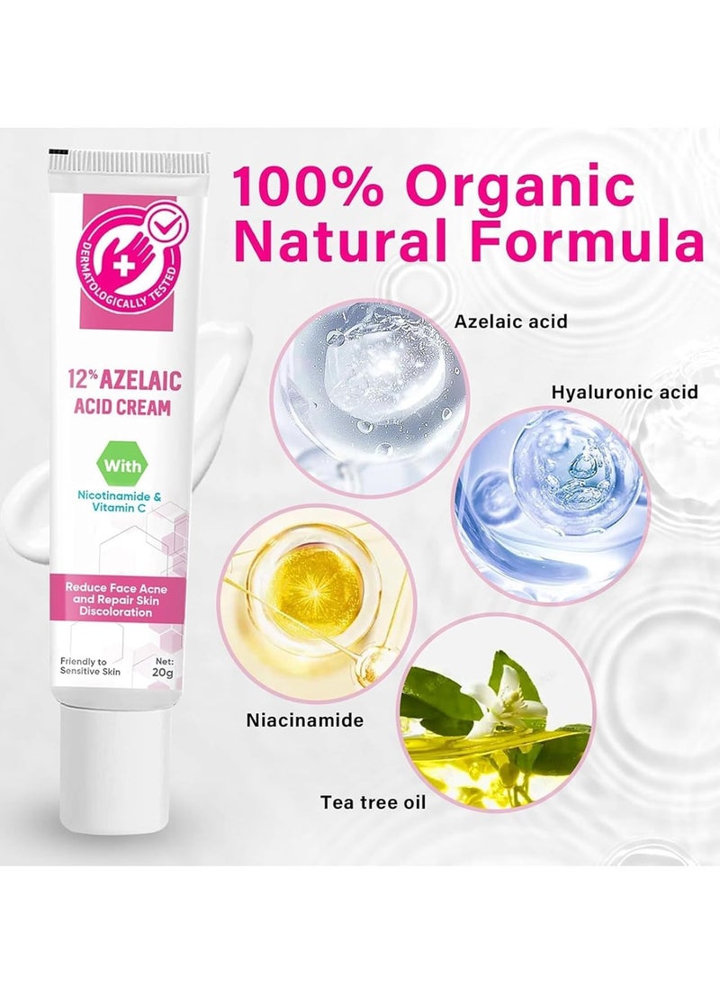 SOUTH MOON - Azelaic Acid Serum 12% - Facial Serum with Niacinamide & Vitamin C - Redness Relief, Dark Spot Corrector - Hyaluronic Acid & Niacinamide for Acne & Rosacea - Balances Excess Sebum (20g) - Image 1
