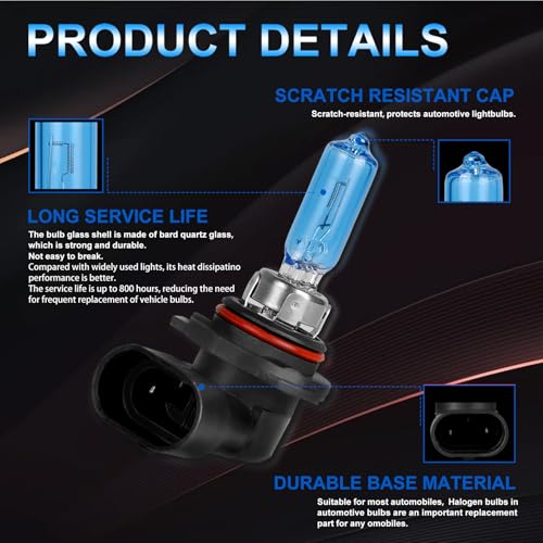 XRDHJI Fit for GMC Acadia 2013-2019 High Performance Halogen Headlight Bulbs,9012 High Low Dual Beam Headlamp Replacement Bulbs Kit, Plug and Play,Pack of 2 - Image 5
