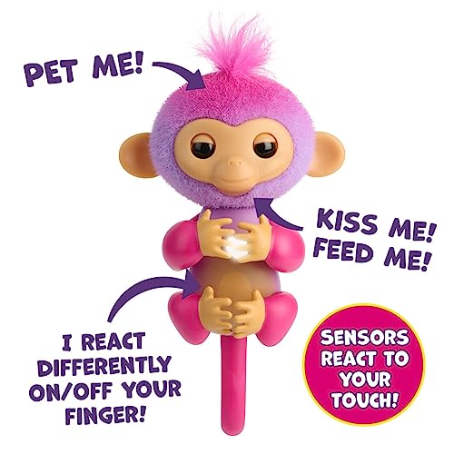 Fingerlings 2023 NEW Interactive Baby Monkey Reacts to Touch – 70+ Sounds & Reactions – Charli (Purple) - Image 4