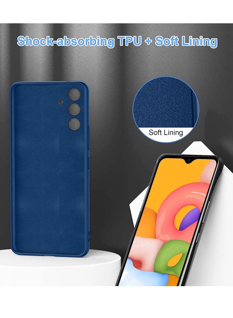 Galaxy A14 Case with 2 Pack Tempered Glass Screen Protector Microfiber Shockproof Soft Liquid Silicone Protective Phone Cover for Samsung Galaxy A14 4G/5G