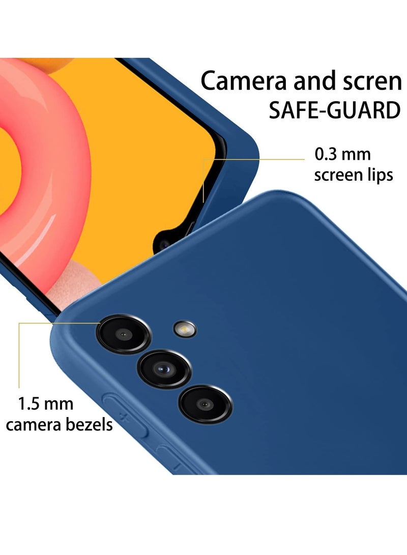 Galaxy A14 Case with 2 Pack Tempered Glass Screen Protector Microfiber Shockproof Soft Liquid Silicone Protective Phone Cover for Samsung Galaxy A14 4G/5G