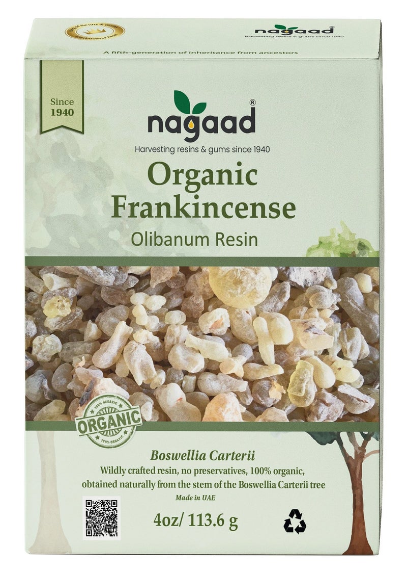 ناجاد راتنج البخور العضوي Boswellia Carterii من Nagaad - لبان عضوي معتمد من وزارة الزراعة الأمريكية بنسبة 100% - محصود بري - 113.6 جم - العلاج بالروائح والتنقية والاسترخاء العميق - Image 1