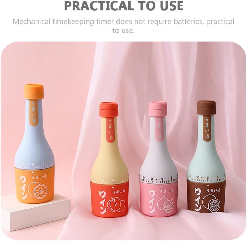 ABOOFAN Mechanical Kitchen Timer Wine Bottle Shape, Plastic Mechanical Timing Device with Countdown Function, Home Cooking and Focused Time Management Tool, Brown - Image 4