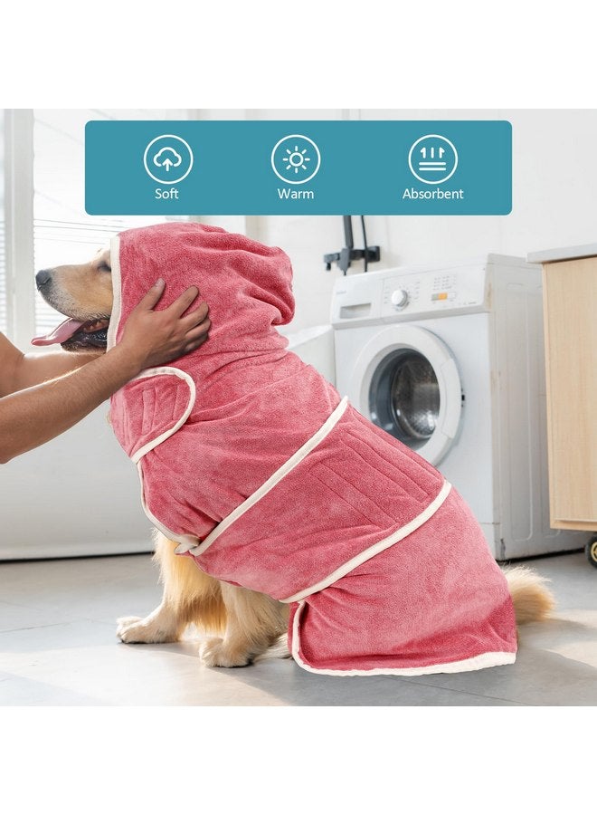 Avont Dog Bathrobe - Super Absorbent Pet Drying Towel Bath Robes After Bath Shower Swim Wet Walk for Puppies -Pink(S) - Image 2
