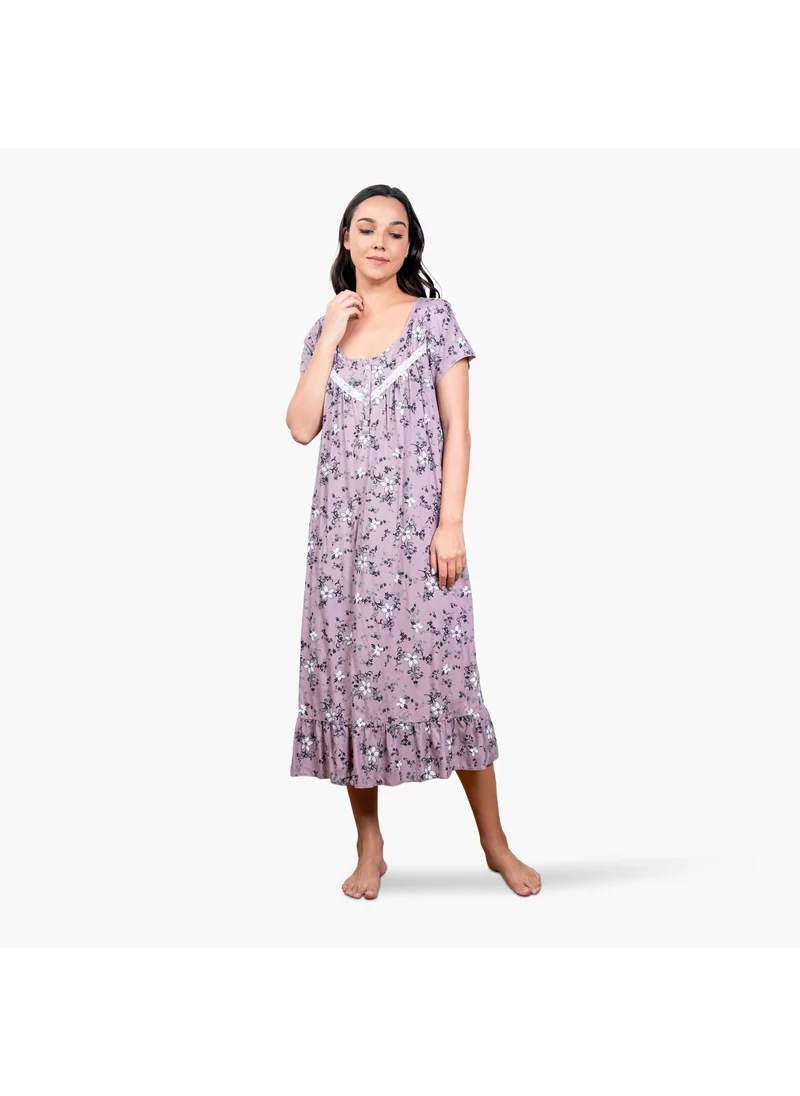 Aadaraya Floral Print Night Gown