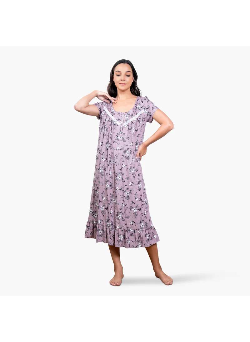 Aadaraya Floral Print Night Gown