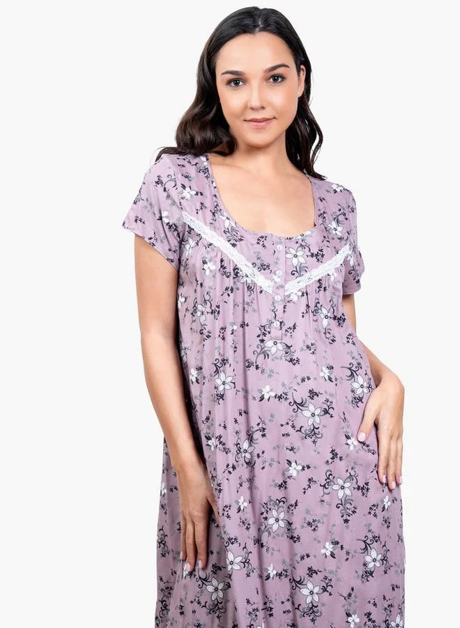 Aadaraya Floral Print Night Gown