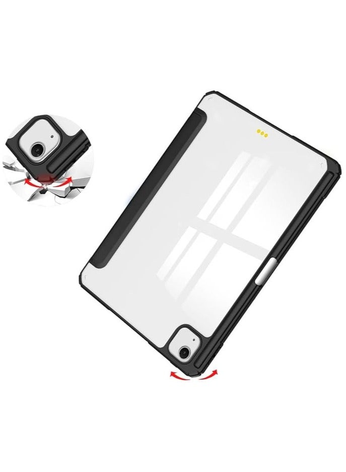 Case Compatible with New iPad Air 13 inch 2024 M4 with Built-in Pencil Holder, for iPad Air 13 with Hard Clear Back Cover, (Black) - Image 3