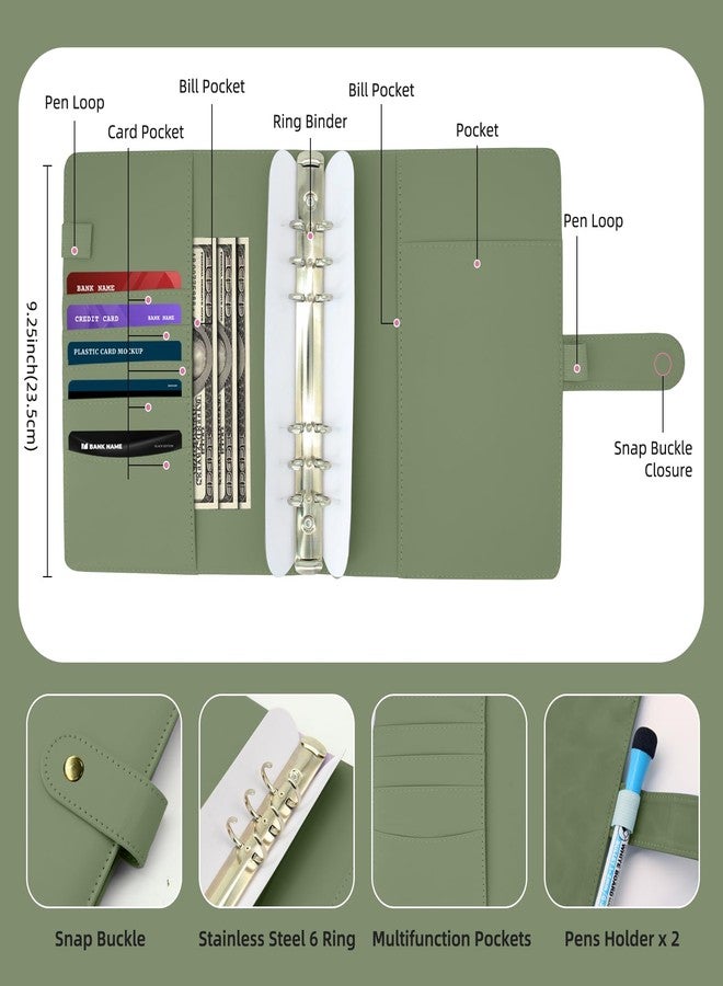 DONBAO 100 Envelopes Money Saving Challenge Binder, Fun and Easy Savings System to Save $5,050, $10,000, $500, $1,000, A5 Budget Binder Planner Book Tracker with Cash Envelopes, Guide (Olive Green) - Image 4