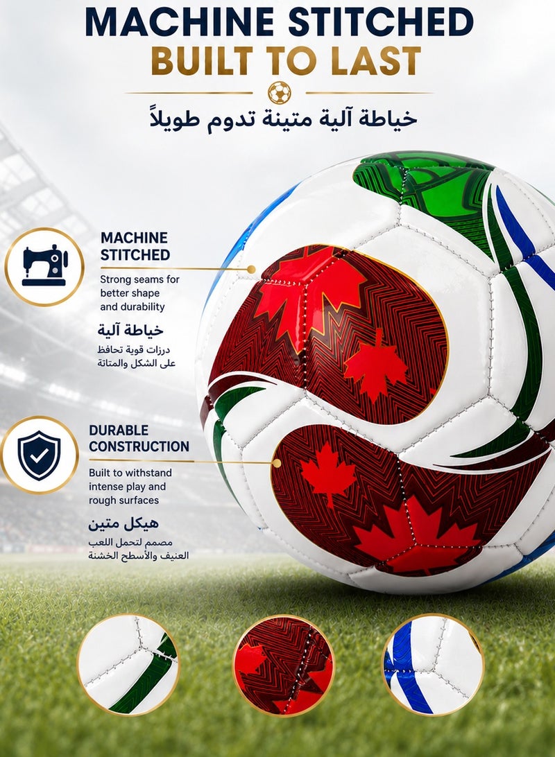 QUTOOB Training Soccer Ball – Durable Machine-Stitched PVC Leather Football for Practice, Matches, Schools, Academies & Casual Play | FIFA World Cup 2026 Inspired Design for Kids & Adults - Image 5