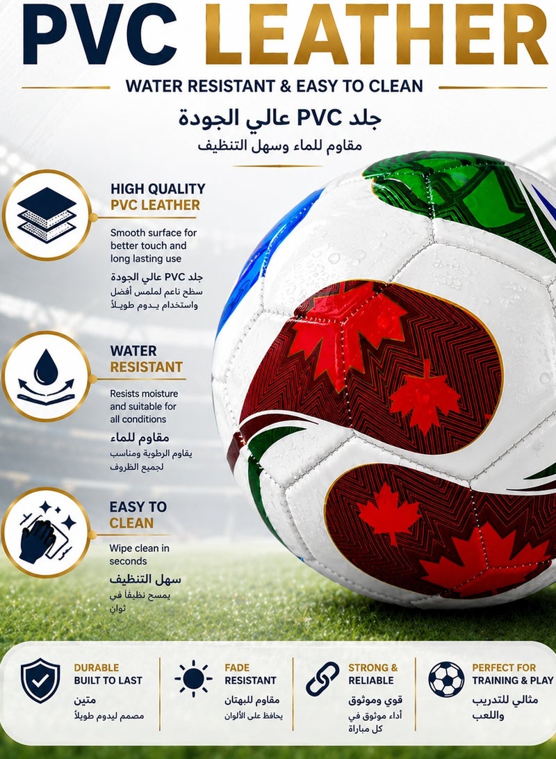 QUTOOB Training Soccer Ball – Durable Machine-Stitched PVC Leather Football for Practice, Matches, Schools, Academies & Casual Play | FIFA World Cup 2026 Inspired Design for Kids & Adults - Image 4
