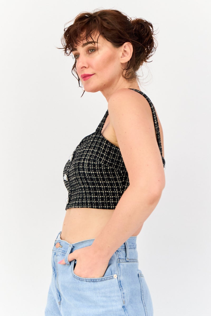 Missguided Women Sweetheart Neck Sleeveless Textured Crop Top, Multicolor - Image 4