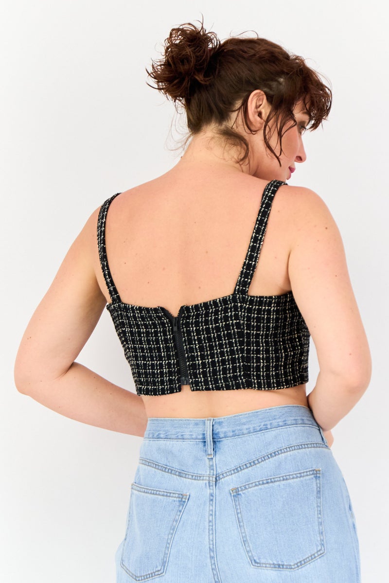 Missguided Women Sweetheart Neck Sleeveless Textured Crop Top, Multicolor - Image 2