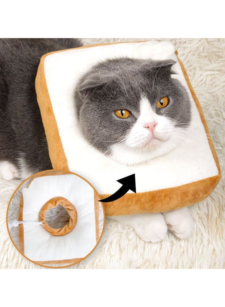 Adjustable Cat Recovery Collars & Cones, Soft Toast-Shaped Elizabethan Collar for Cats and Dogs, Prevents Licking and Biting Post-Surgery, Comfortable, Fits Neck Sizes 15-30cm - Image 1