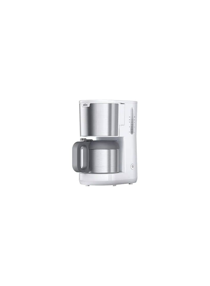 BRAUN Pur Shine KF1505 WH, Coffee Machine with Filter, 1.2L, Stainless Steel, up to 10 Cups, OptiBrew System, Anti-drip Function, Swivel Filter, Automatic Shutdown 1.2 L 1000 W KF1505WH Silver - Image 1