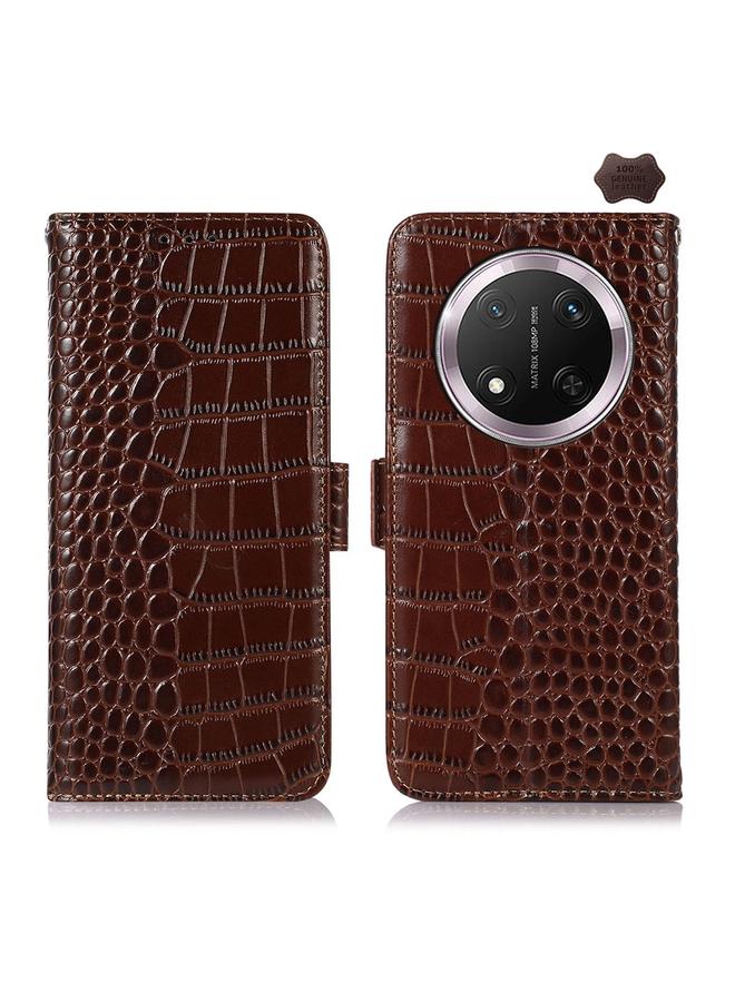 S-TOP Case For Honor X9c 5G Global Crocodile Top Layer Cowhide Leather Phone Case - Image 1