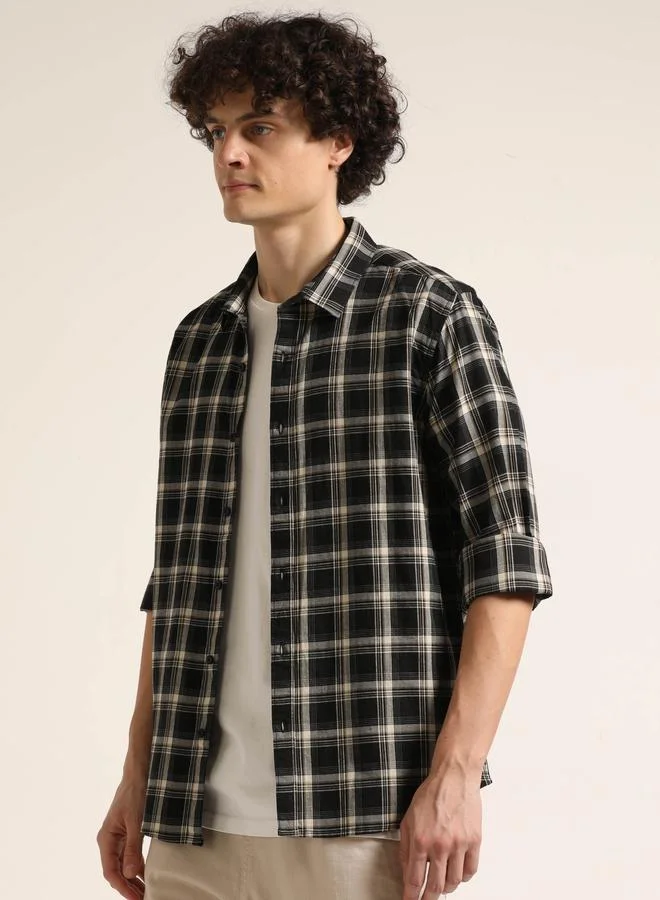 بوشيرت قميص كاروهات وياقة سبريد