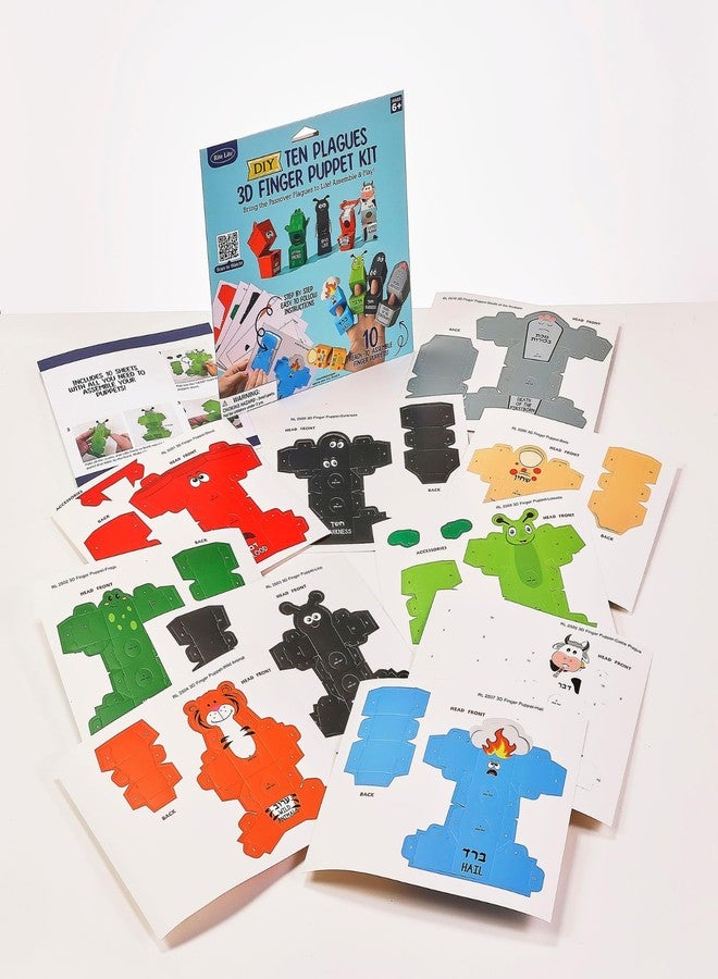 Rite Lite Passover 10 Plagues Finger Puppet Kit 3D Pesach Seder Haggadah Storytelling Activity Judaica Hostess Gift Jewish Holiday Party Favor Educational Craft Set DIY Assembly Puppets Hours of Fun! - Image 5