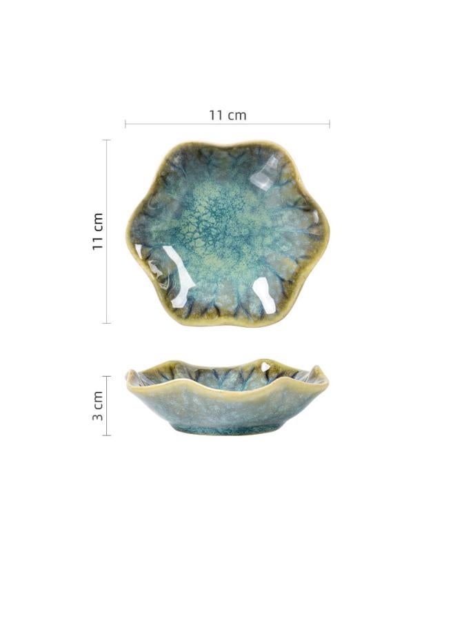 -style Ceramic Kiln Lotus Leaf Dish Snack Seasoning Dish Cold Dish Sushi Sauce Dish Plate Tableware 