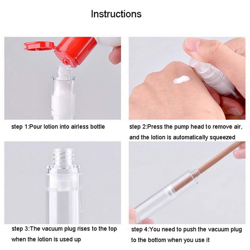 Wresty 12 Pcs Vacuum Lotion Bottles Plastic Empty Airless Pump Bottles Travel DIY Cosmetic Cream Pump Bottles Makeup Foundation Toiletries Liquid Vacuum Container (10ml) - Image 5