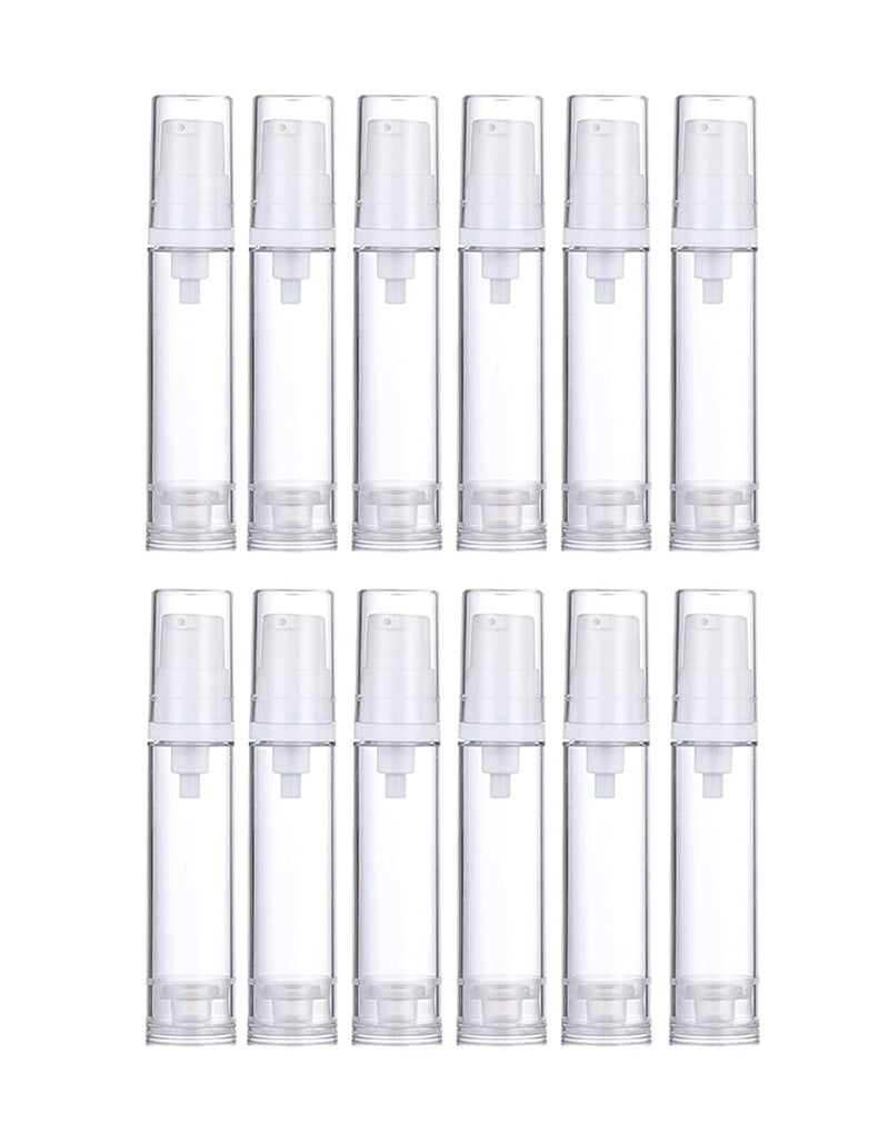 Wresty 12 Pcs Vacuum Lotion Bottles Plastic Empty Airless Pump Bottles Travel DIY Cosmetic Cream Pump Bottles Makeup Foundation Toiletries Liquid Vacuum Container (10ml) - Image 1