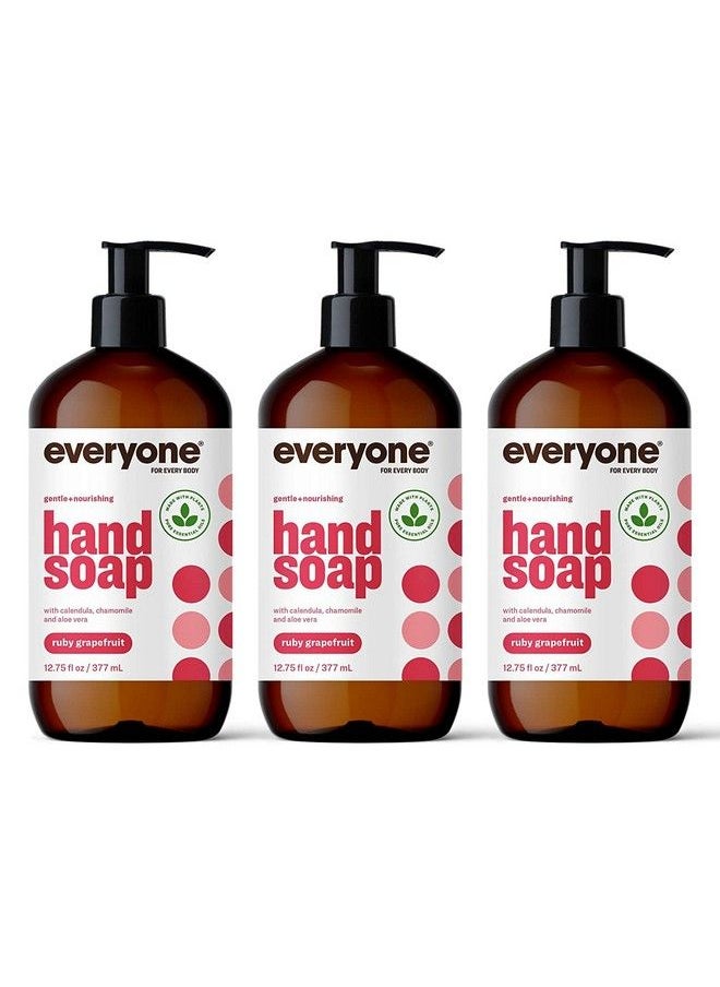 Everyone Liquid Hand Soap 12.75 Ounce (Pack Of 3) Ruby Grapefruit Plantbased Cleanser With Pure Essential Oils  - Image 1