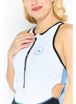 adidas By Stella McCartney Women Brand Logo Sleeveless One Piece Swimwear, White Combo  - Image 3
