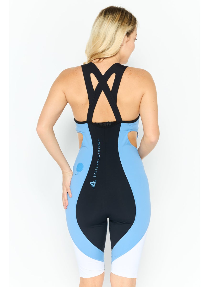 adidas By Stella McCartney - Women Brand Logo Sleeveless One Piece Swimwear, White Combo - Image 1