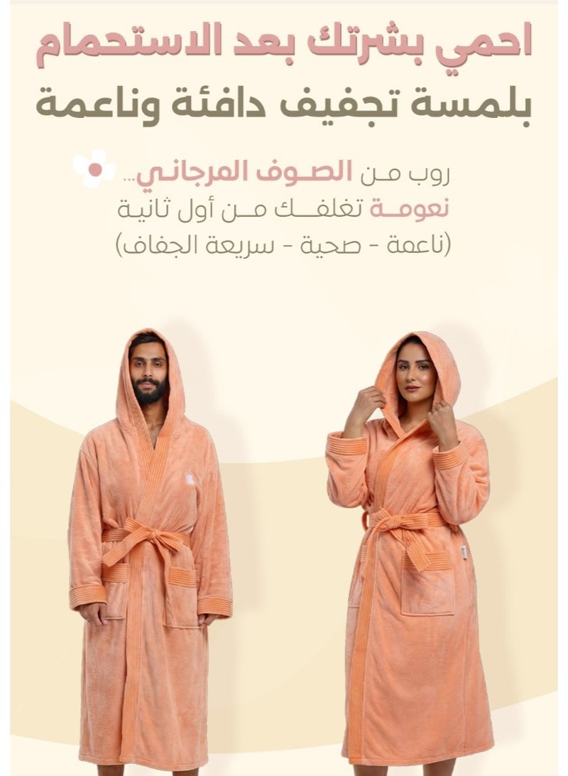 Relef Hooded Bathrobe for Men & Women, Ultra Soft Coral Fleece Robe, Quick Dry Absorbent Spa Bathrobe, Hotel Luxury Home Robe with Hood - Dark Grey - Image 5