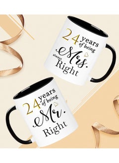 SHOP NEW ARRIVALS 24 Year Anniversary Coffee Mugs Set of 2, 24 Years of Being Mr Right/Mrs Always Right, 24th Wedding Anniversary Decorations Gifts Presents Cups for Couple Parents Grandparents  - Image 2