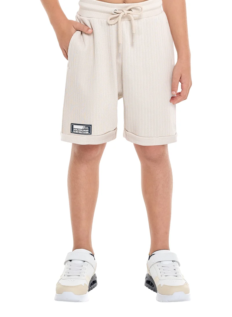 victor and jane Oversized - Boys' Jacquard 2-Piece Set - Polo T-Shirt with Label Detail and matching Shorts with Pockets,