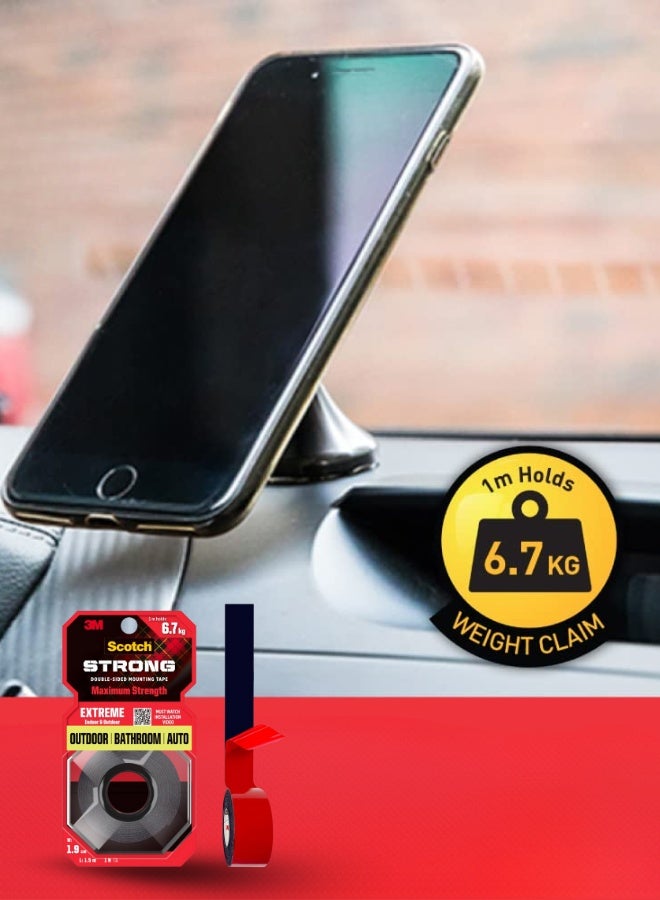 3M Scotch Scotch 3M Scotch Extreme Double Sided Tape, 1M Holds 6.7Kg, Works On Uneven Surfaces, Weather Resistant, Works On Indoor, Outdoor, Auto Interior Surfaces - Image 3