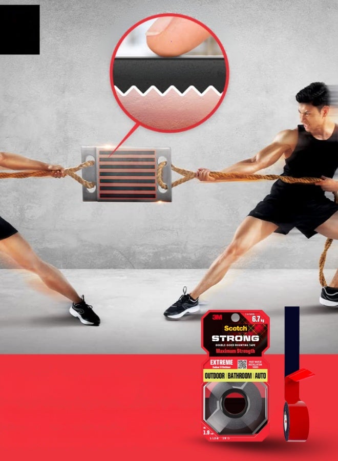 3M Scotch Scotch 3M Scotch Extreme Double Sided Tape, 1M Holds 6.7Kg, Works On Uneven Surfaces, Weather Resistant, Works On Indoor, Outdoor, Auto Interior Surfaces - Image 2