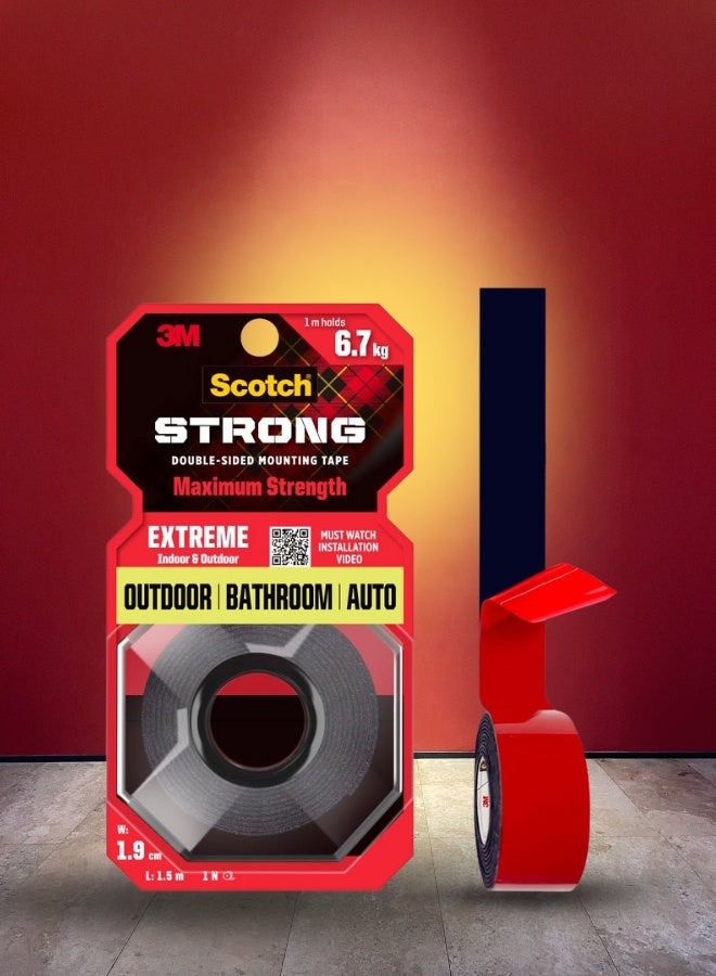 3M Scotch Scotch 3M Scotch Extreme Double Sided Tape, 1M Holds 6.7Kg, Works On Uneven Surfaces, Weather Resistant, Works On Indoor, Outdoor, Auto Interior Surfaces - Image 1