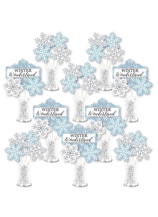 Big Dot of Happiness Winter Wonderland Snowflake Holiday Party And Winter Wedding Centerpiece Sticks Showstopper Table Toppers 35 Pieces  - Image 1