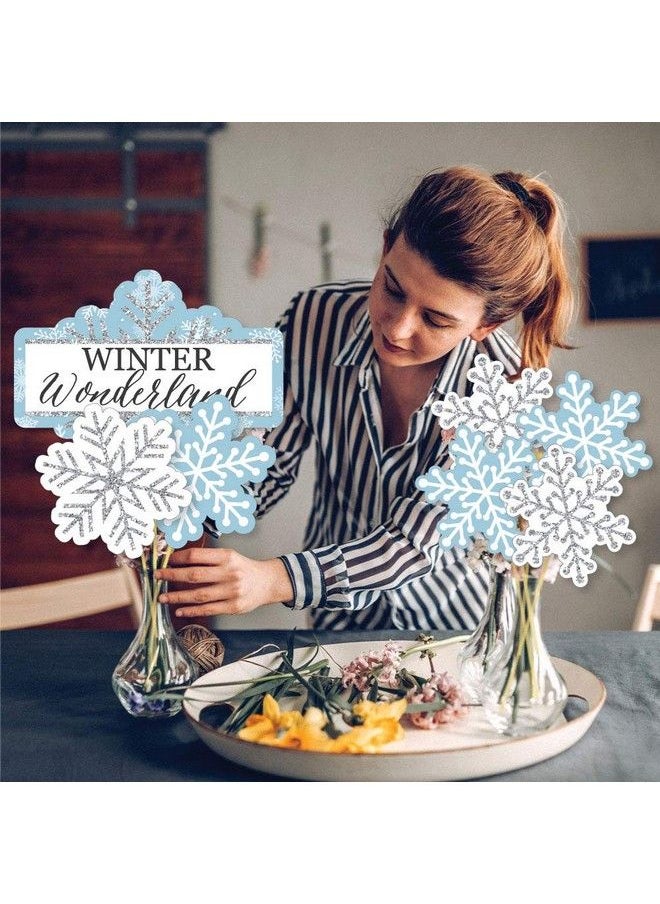 Big Dot of Happiness Winter Wonderland Snowflake Holiday Party And Winter Wedding Centerpiece Sticks Showstopper Table Toppers 35 Pieces  - Image 4