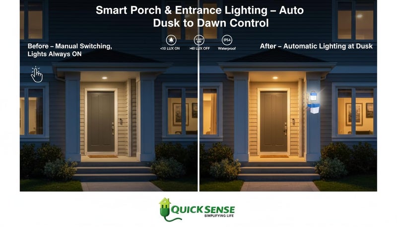 Quick Sense QS-301 220V Auto Day/Night Photocell Sensor Switch | Waterproof LDR Light Sensor for Outdoor Lighting Automation | 6A Load Capacity | Set of 4 - Image 2