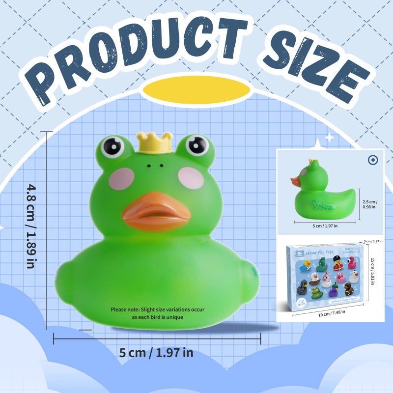 Grarain 12 Rubber Ducks, Toddler Bath Toys, No-Hole Bathtub Toys for Baby Pool Toys for 18+ Months Girls Boys - Image 4