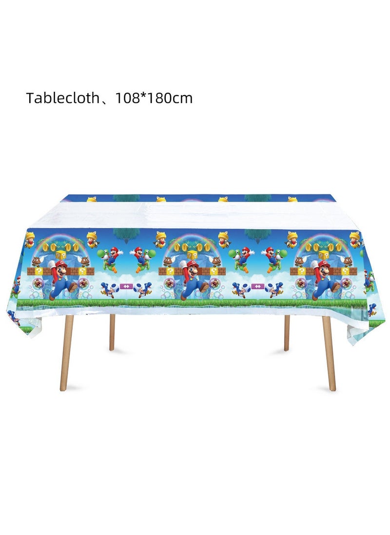 New Blue Mario Theme Birthday Party Decor Tablecloth 1p-Blue Mario 