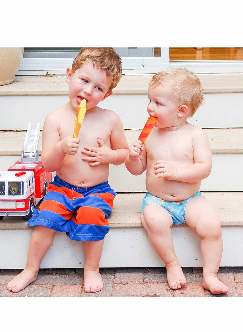 SOLARAE Popsicle Mould Ice Pop Mould Silicone Ice Cream Maker with Attached Lids, Freezer Tube, Frozen Ice Lolly Forms Reusable Dishwasher Safe Easy Clean No Mess, for Your Kids, Multi Color Set of 4 - Image 5