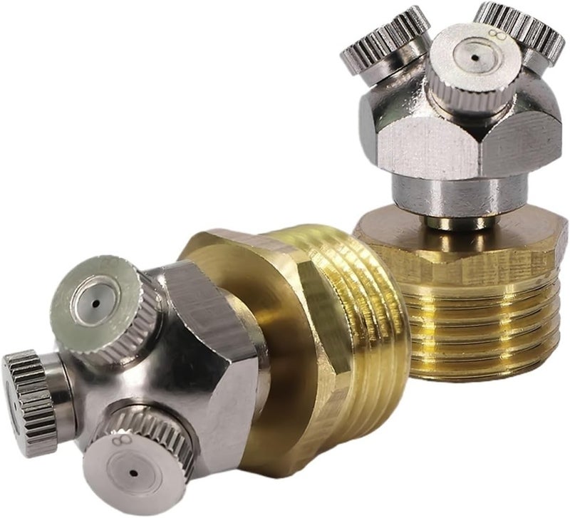 3-holes 0.1-0.8mm Fine Atomizer Mist Nozzle with 1/2 20mm Brass Joint Cooling Watering Sprayer(0.5mm Diameter-2pcs) - Image 1