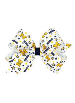 Wee Ones Divine Creations Girls' Collegiate Themed Game Day Logo Print Hair Bow By Wee Ones on a WeeStay Clip, Classic Grosgrain, Medium, Michigan Wolverines  - Image 1